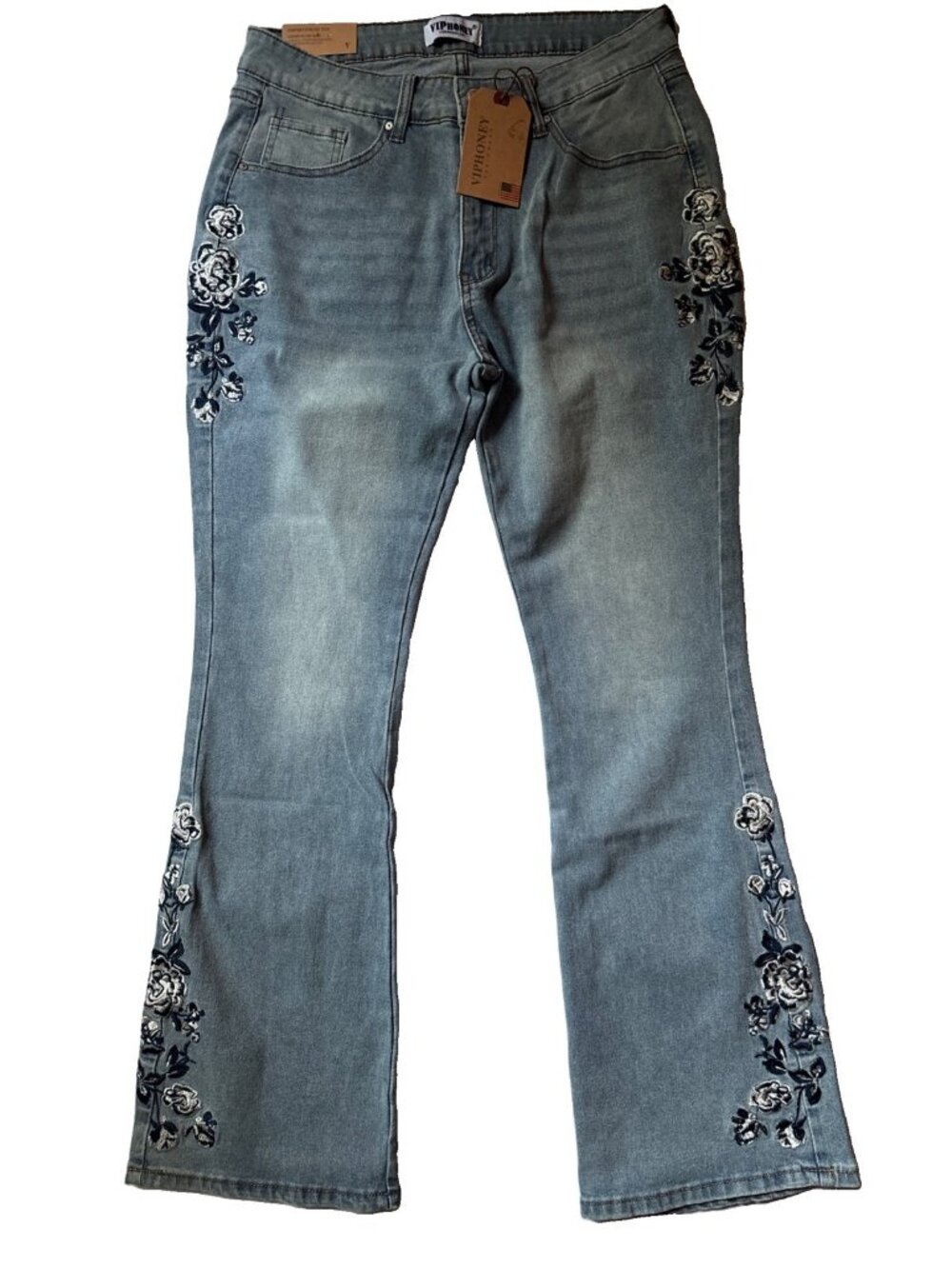 VIP Honey Embroidered Light Blue Boot Cut Jeans Size 32 X 30 Women’s XL